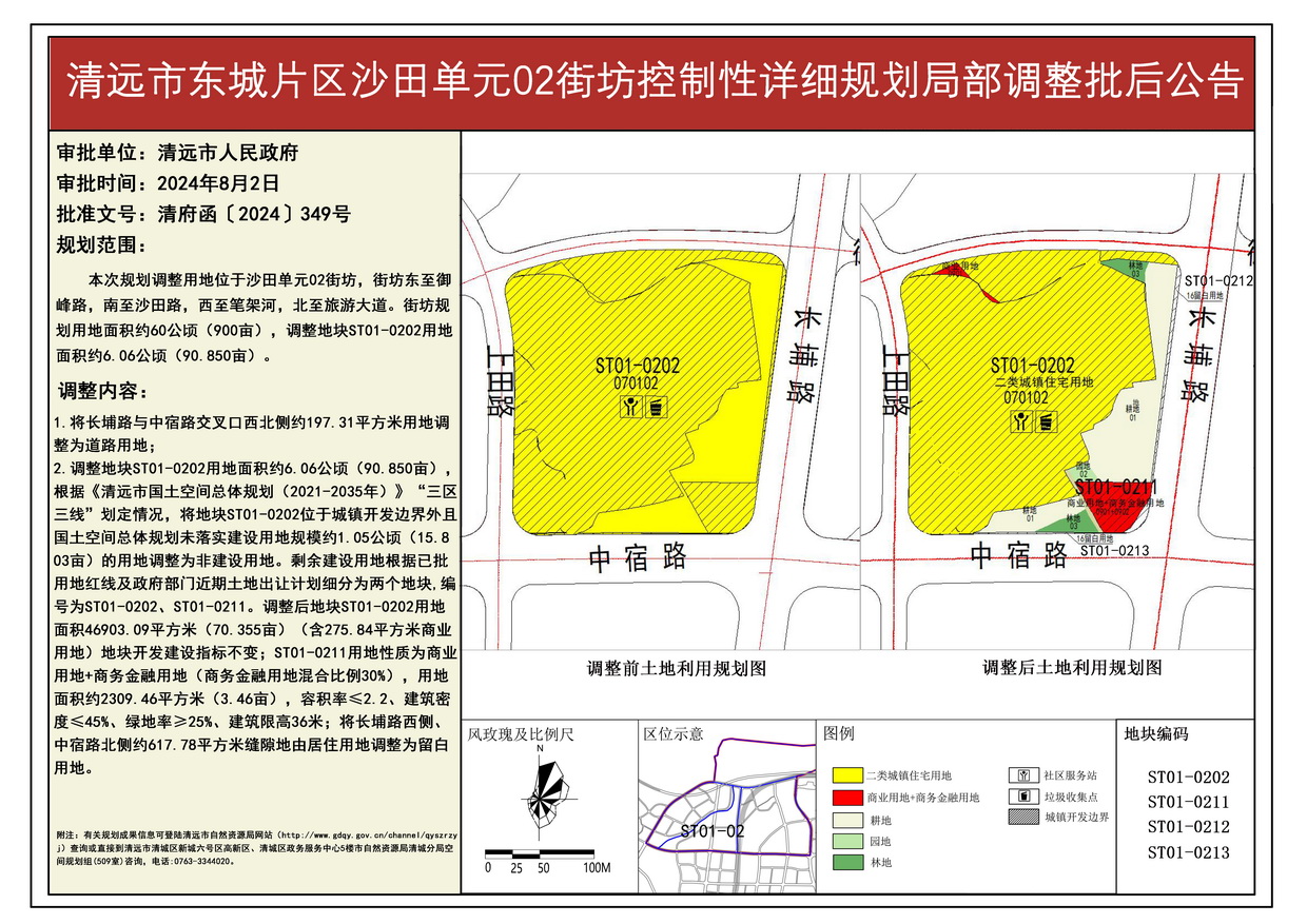 《清遠(yuǎn)市東城片區(qū)沙田單元02街坊控制性詳細(xì)規(guī)劃局部調(diào)整》批后公告--s.jpg